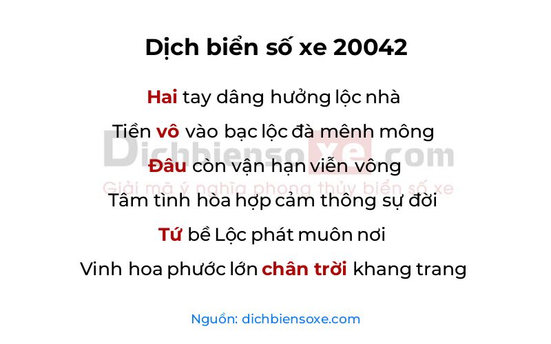 Dịch thơ biển số 20042