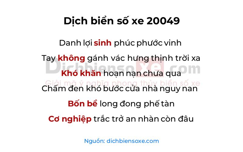 Dịch thơ biển số 20049