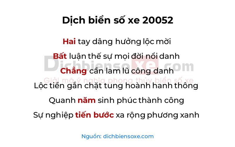 Dịch thơ biển số 20052
