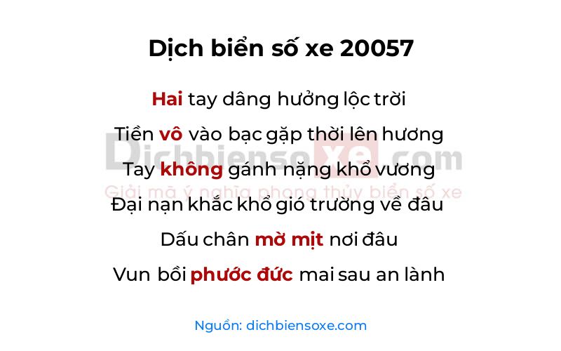 Dịch thơ biển số 20057