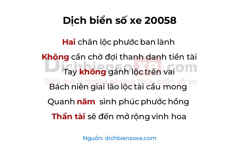 Dịch thơ biển số 20058