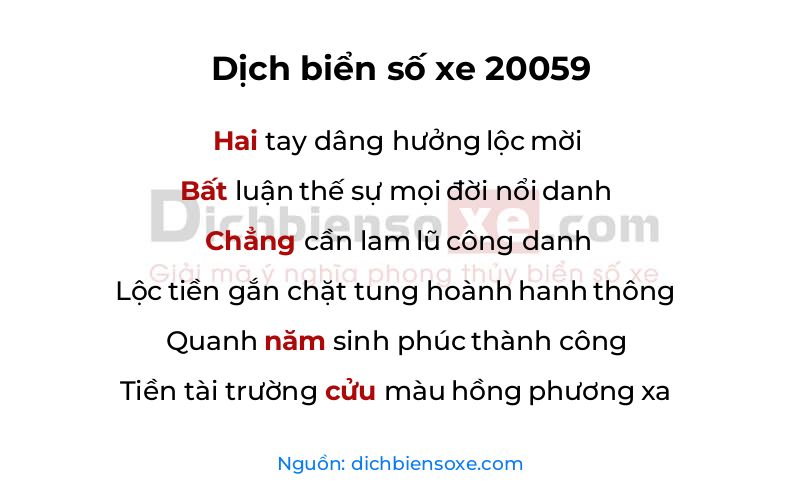 Dịch thơ biển số 20059