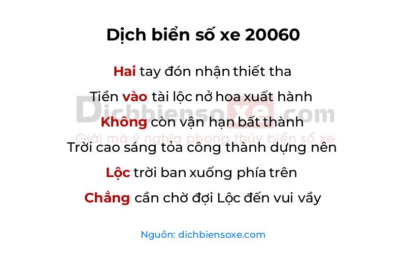 Dịch thơ biển số 20060