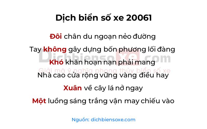 Dịch thơ biển số 20061
