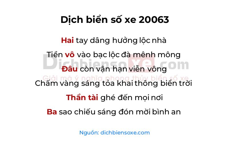 Dịch thơ biển số 20063
