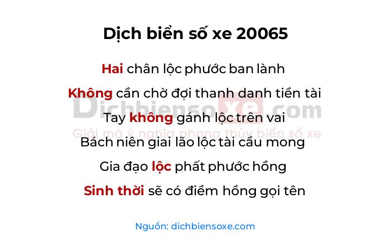Dịch thơ biển số 20065