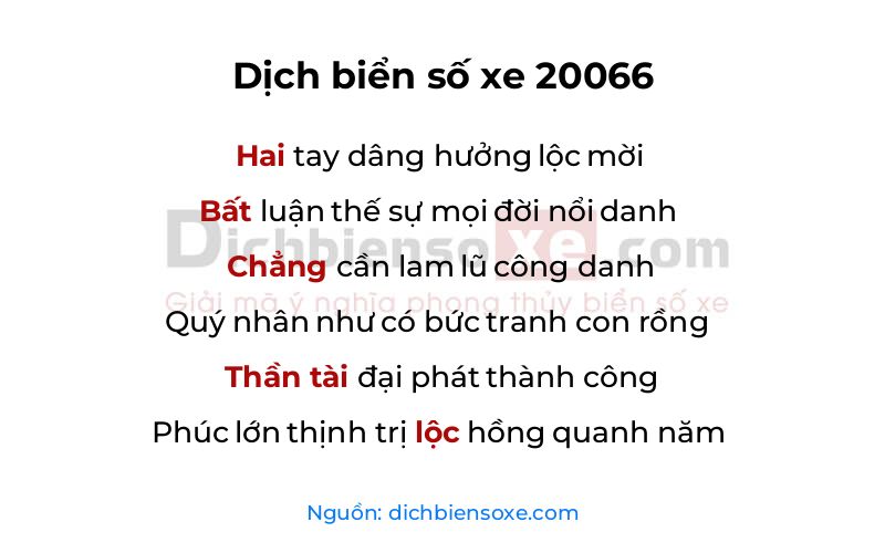 Dịch thơ biển số 20066