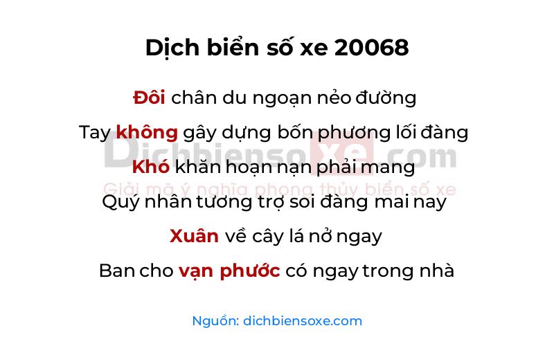 Dịch thơ biển số 20068