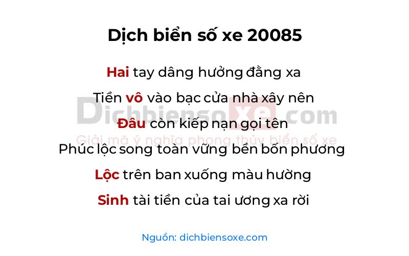 Dịch thơ biển số 20085