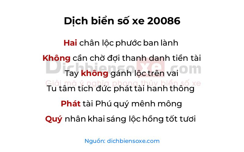 Dịch thơ biển số 20086