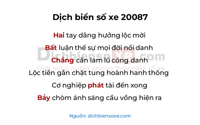 Dịch thơ biển số 20087