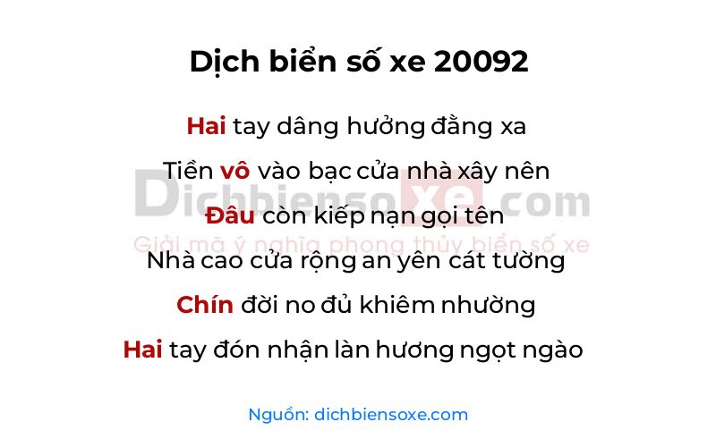 Dịch thơ biển số 20092