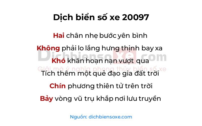 Dịch thơ biển số 20097