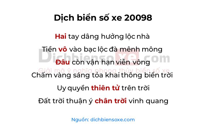 Dịch thơ biển số 20098