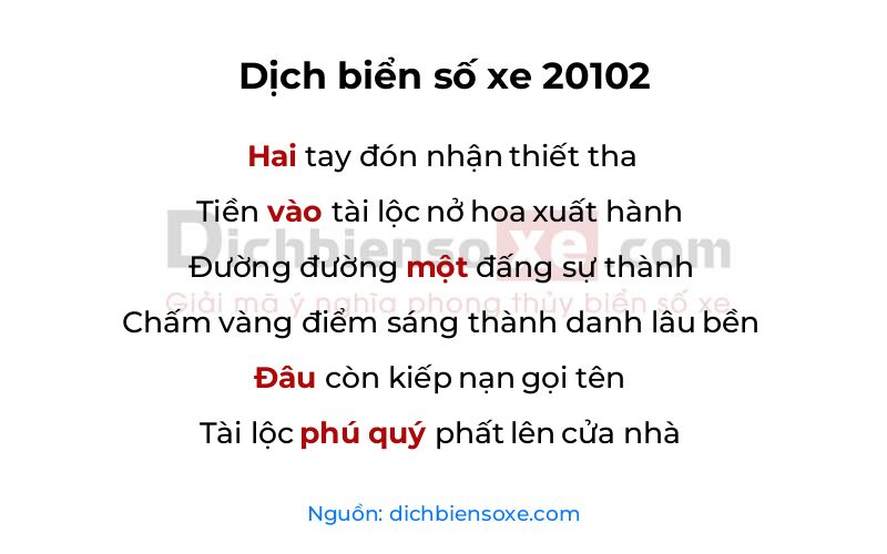Dịch thơ biển số 20102