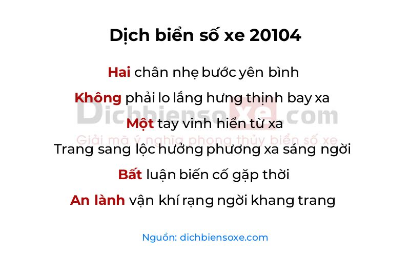 Dịch thơ biển số 20104