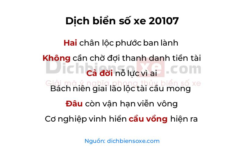 Dịch thơ biển số 20107