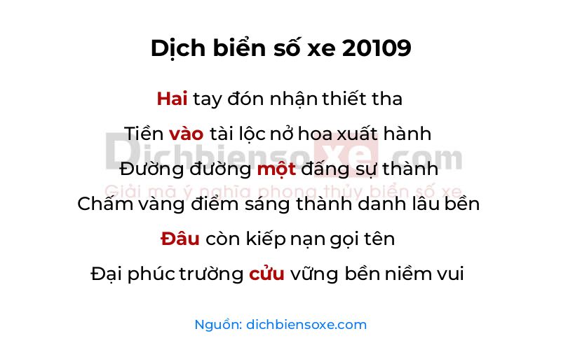 Dịch thơ biển số 20109