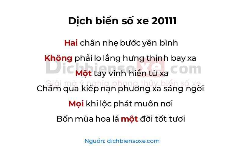 Dịch thơ biển số 20111