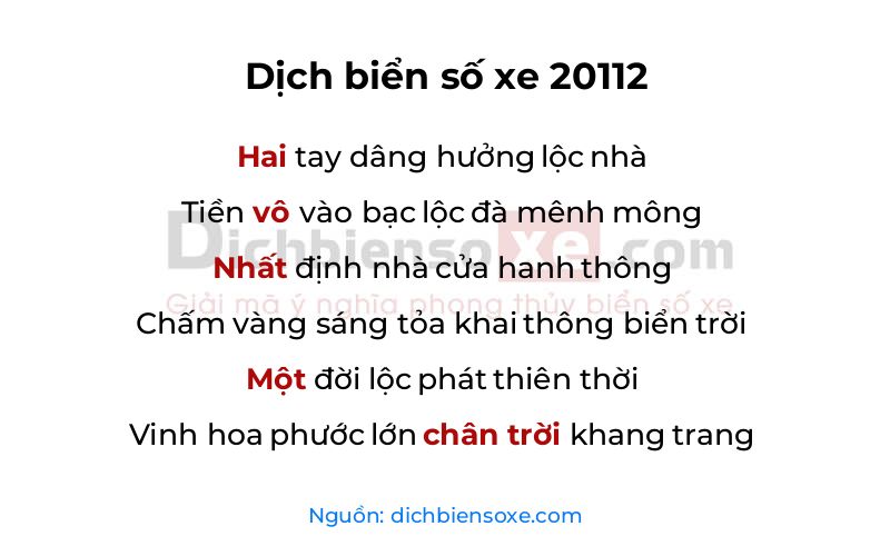 Dịch thơ biển số 20112