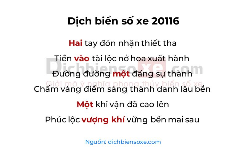 Dịch thơ biển số 20116