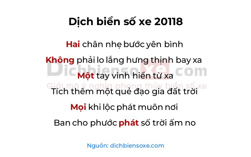 Dịch thơ biển số 20118