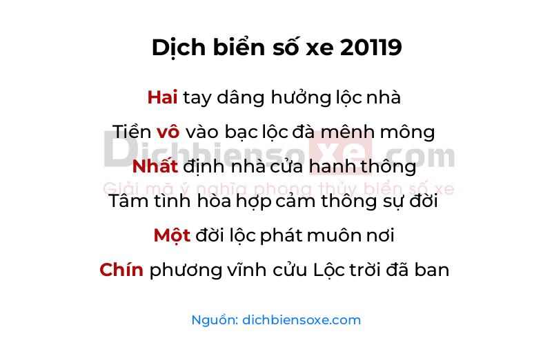 Dịch thơ biển số 20119