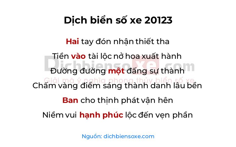 Dịch thơ biển số 20123