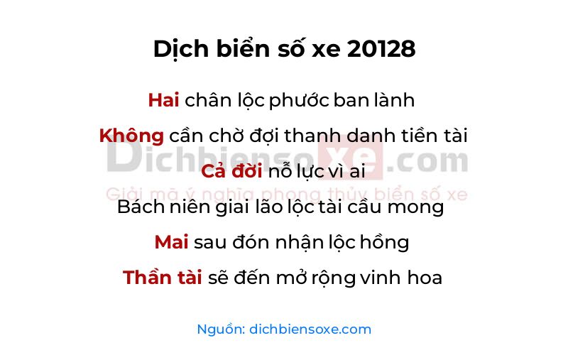 Dịch thơ biển số 20128