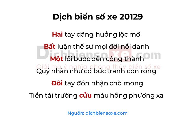 Dịch thơ biển số 20129