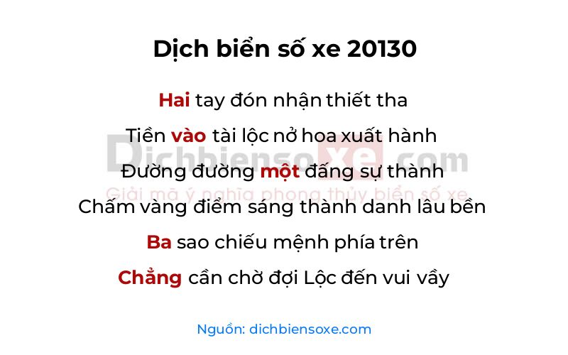 Dịch thơ biển số 20130