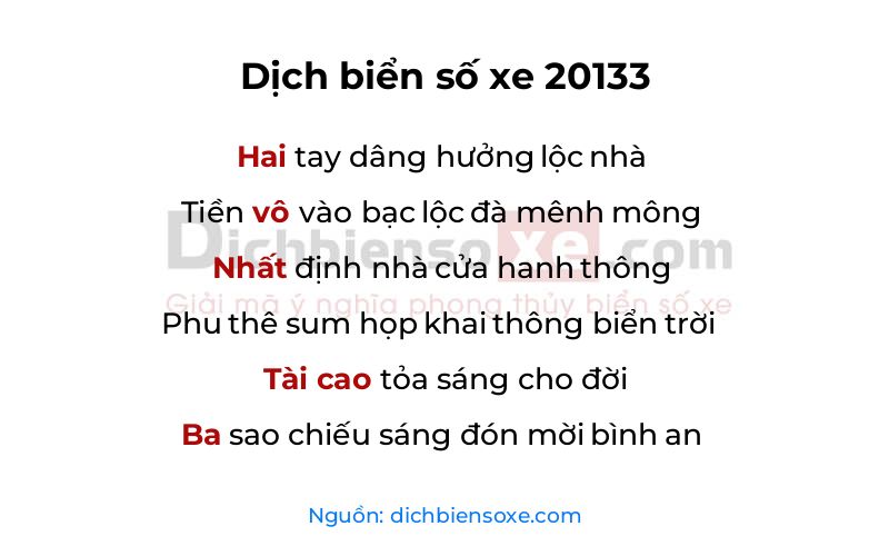 Dịch thơ biển số 20133