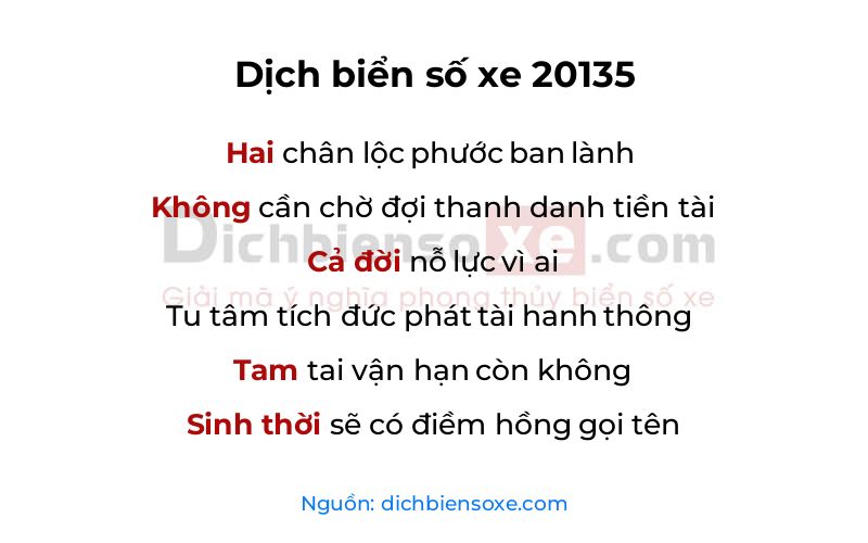 Dịch thơ biển số 20135