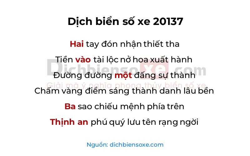 Dịch thơ biển số 20137