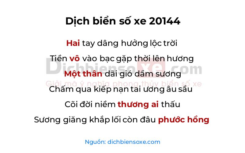 Dịch thơ biển số 20144