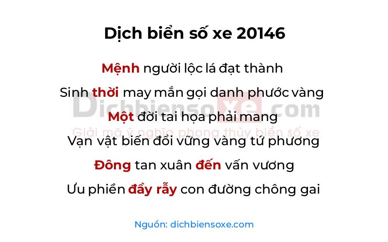 Dịch thơ biển số 20146