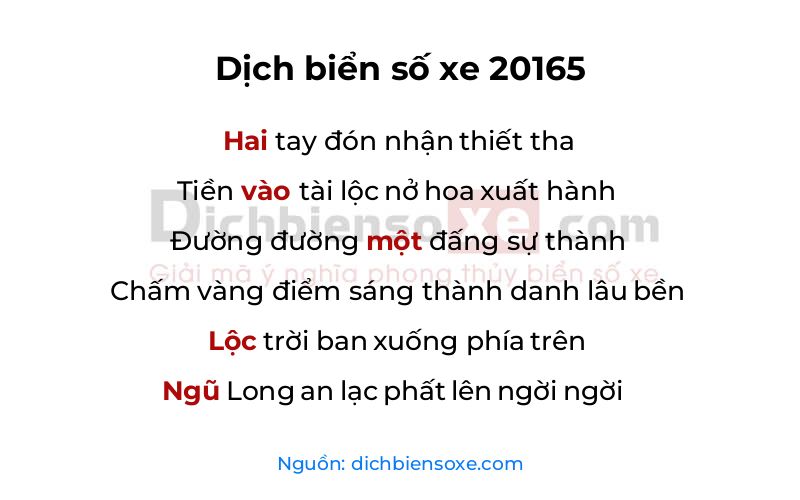 Dịch thơ biển số 20165