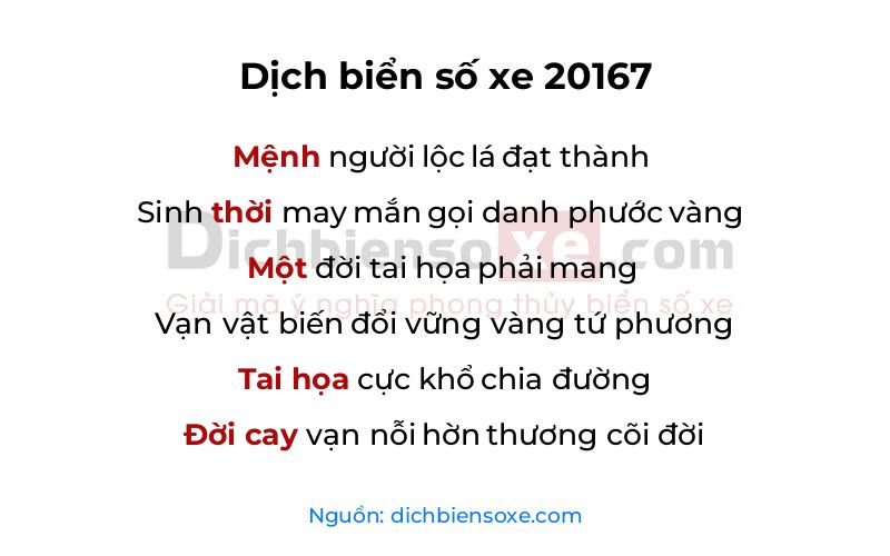 Dịch thơ biển số 20167