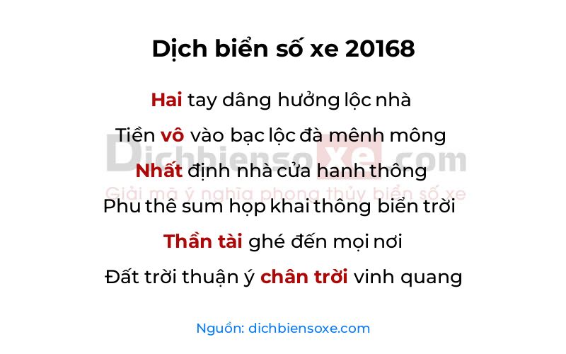 Dịch thơ biển số 20168
