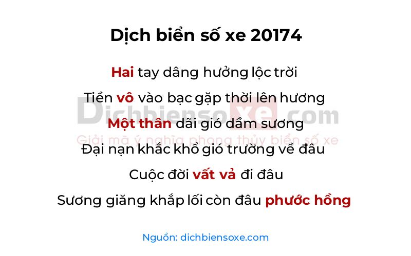 Dịch thơ biển số 20174