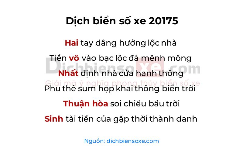 Dịch thơ biển số 20175