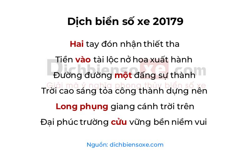 Dịch thơ biển số 20179