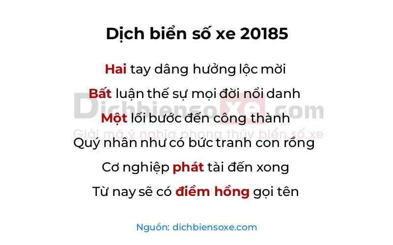 Dịch thơ biển số 20185