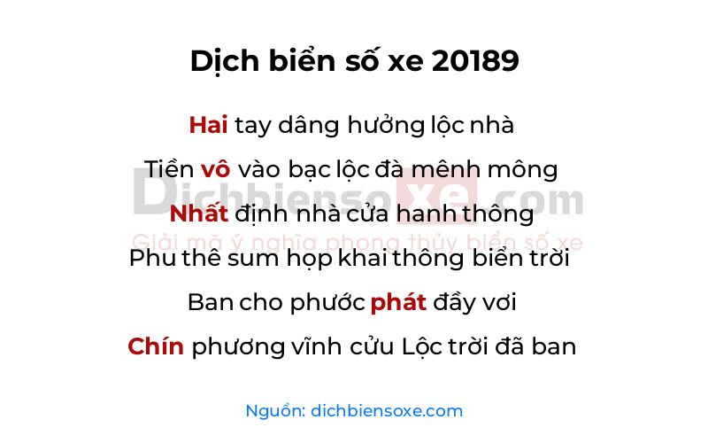 Dịch thơ biển số 20189