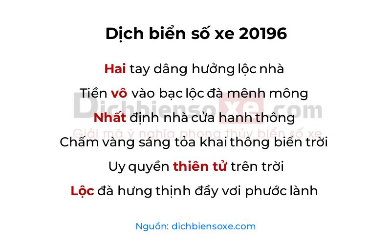Dịch thơ biển số 20196