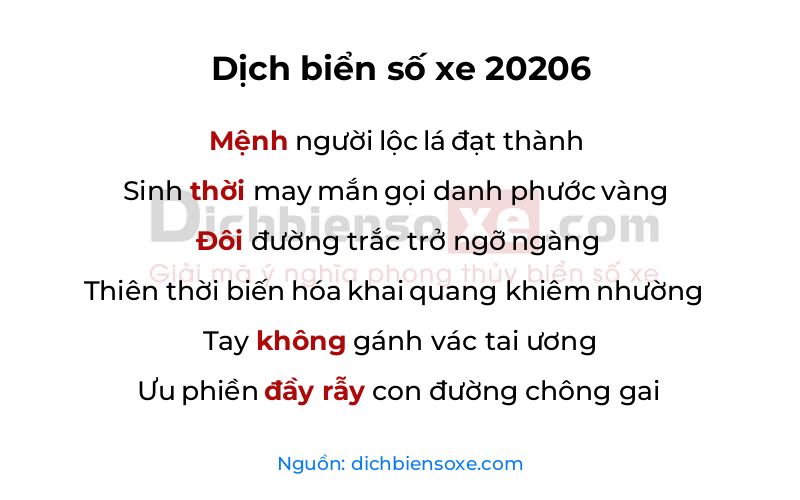 Dịch thơ biển số 20206