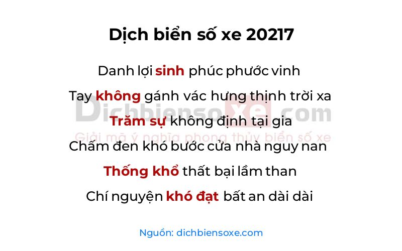 Dịch thơ biển số 20217