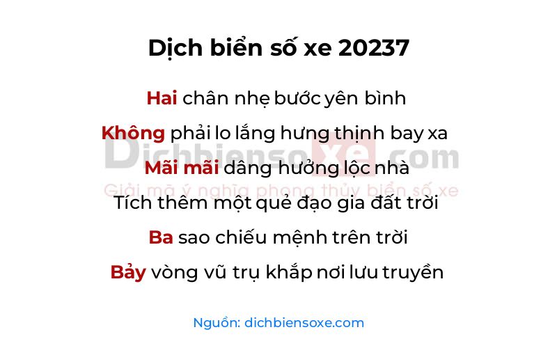 Dịch thơ biển số 20237