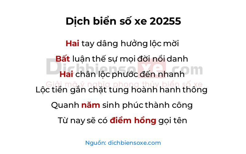 Dịch thơ biển số 20255