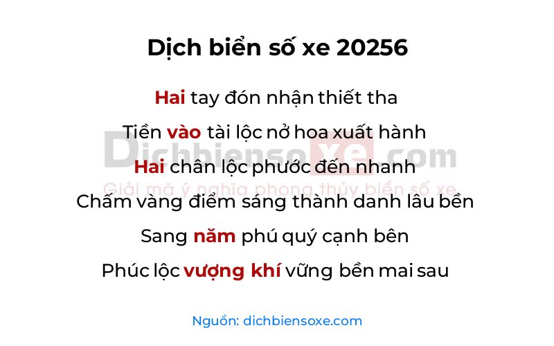 Dịch thơ biển số 20256